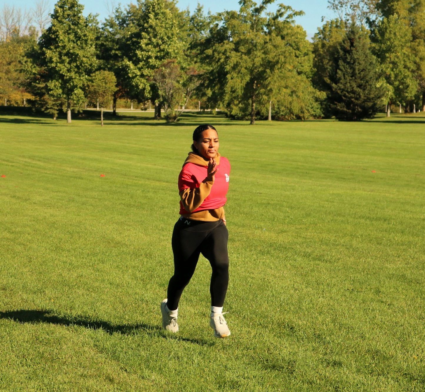 A participant sprinting the Fastest 40 at Rotary Park